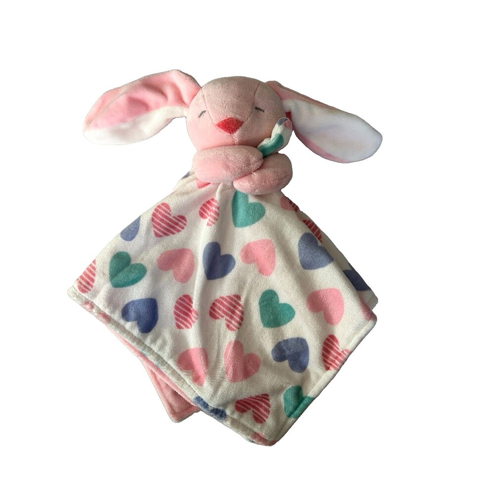 Carter's Pink Bunny Rabbit Hearts Baby Plush Lovie Lovey Security Blanket